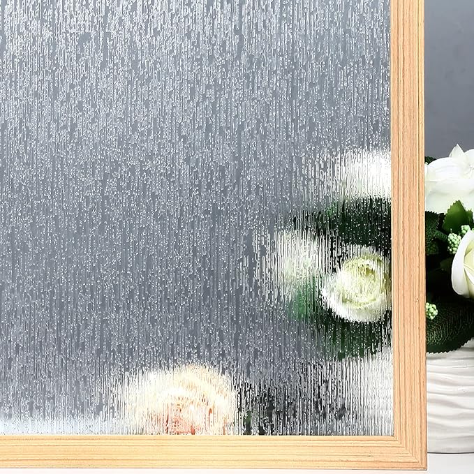 VELIMAX Rain Glass Window Film Privacy Static Window Clings Decorative Glass Sticker for Home Office Removable UV Protection Heat Control 29.5 x 118 inches