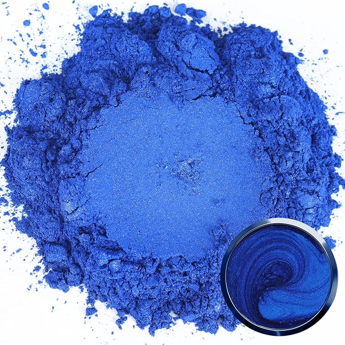 Matio Blue Mica Powder for Epoxy Resin, 1.8oz/ 50g Pearlescent Effect Mica Powder Natural Color Pigment for Soap Making, Bath Bomb, Candle Dye, Resin Craft, Paint, Nails Art, Jewelry, Slime Pigment