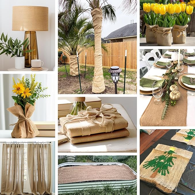 40“ x 80/160 Feet Burlap Roll Multipurpose Burlap Tree Wrap High Density Jute Fiber, Burlap Fabric for Gardening, Weed Barrier, Craft Projects and Party Decor (40in * 80ft)