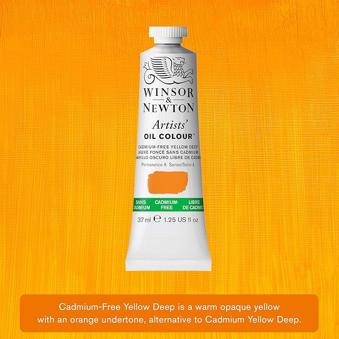 Winsor & Newton Artists' Oil Color, 37ml (1.25 oz) Tube, Cadmium-Free Yellow Deep