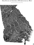 Muir Way Hydrological River Map of Georgia - Watershed Topographic Wall Art for Home, Office, or Travel Decor - Unframed Flat Paper Print, 18x24