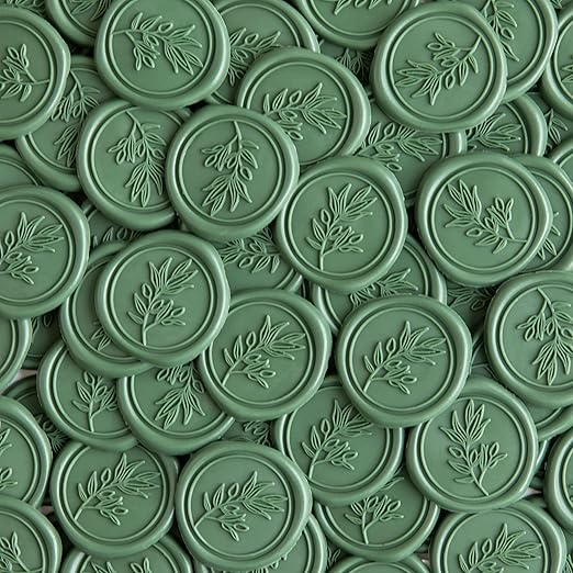 PONATIA Olive Green Wax Seal Stickers - 50 Pcs Self- Adhesive Wedding Envelopes Seal Stickers, Perfect for Invitation, Christmas Cards, Gift Wrapping, Party Menu Décor
