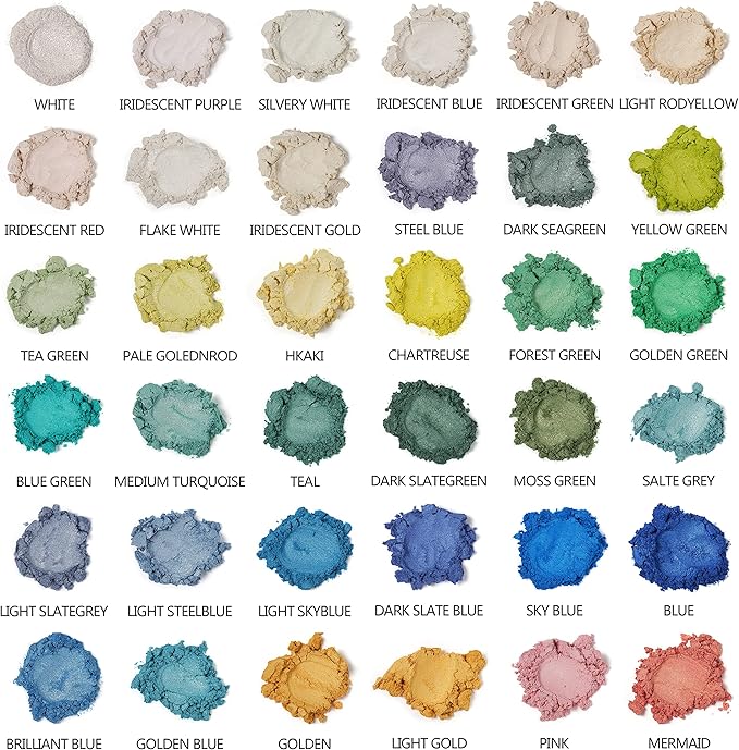Mica Powder for Epoxy Resin, 72 Colors, 0.35 oz(10g) Bottles Mica Glitter, Mica Pigment for Lip Gloss, Soap Making, Bath Bomb, Art Crafts, Resin Dye, Nails