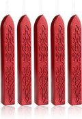 Yoption 5 Pcs Metallic Red Sealing Wax Sticks with Wicks for Wax Seal Stamp, Wedding Invitations, Envelopes, Gifts Sealing