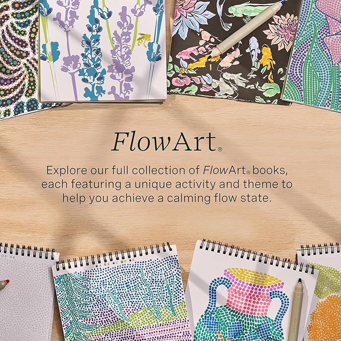 Lifelines FlowArt Activity Pad, 2-Pack & Bonus Pad - Guided Art Meditations with Markers - Hidden Patterns & Pogo-Dot - Coloring Books for Tweens, Adults & Seniors