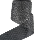 HUIHUANG Black Glitter Wired Ribbon 4 inch Black Christmas Tree Ribbon Diamond Mesh Wire Ribbon for Tree Decorations, Wreaths, Garland, Large Bows Making, Halloween Decor -10 Yards