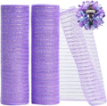 TONIFUL 2 Rolls 10 Inch Lavender Purple Decorative Mesh Ribbbon Rolls, Fabric Mesh with Foil for Wreath Supplies, Front Door Wreath Tree Decor Christmas NewYears Halloween Decoration (10 yds/roll)