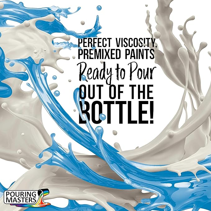 Pouring Masters Cerulean Blue Ready to Pour Acrylic Pouring Paint - Premium 8-Ounce Pre-Mixed Fluid Acrylic Paint - Fluid Art Supplies for Canvas, Wood, Paper, Tile & Rocks