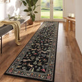 Rugcomf Runners for Kitchen Runner Rug Non Slip 2'x10' Long Washable Rugs with Rubber Backing Soft Floral Animal Carpet Runner for Kitchen, Laundry, Bedroom, Bathroom (Black)
