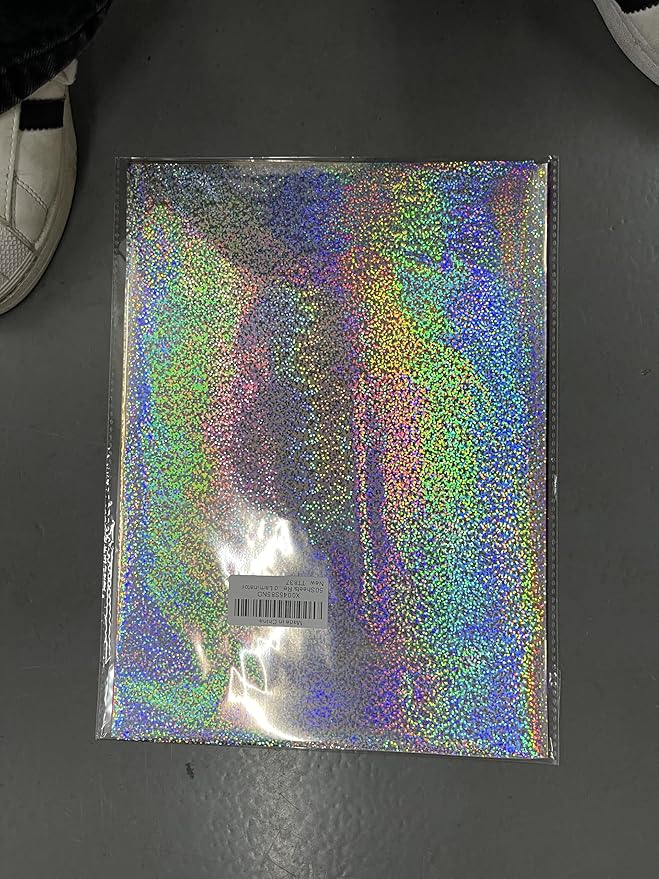 50 Sheets Toner Reactive Foil Sheet for Crafts Paper Holographic Heat Transfer Craft Foil Paper for Scrapbooking Stamping Cardstock Heat Transfer DIY Crafts Accessories 7.9 x 11.4inch