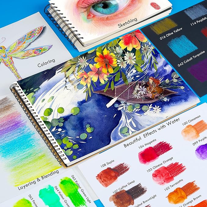 KALOUR Watercolor Pencils, 120 Colors, Blendable Wet or Dry, Water-Soluble Colored Pencils for Artists and Beginners