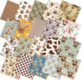 Ganeen 60 Pcs 10 x 10 Inch Highland Cow Quilting Fabric Squares Vintage Highland Cow Fat Patchwork Precut Strips Retro Multicolor Fabric Bundles for Holiday DIY Craft Sewing Quilt Material Handmade