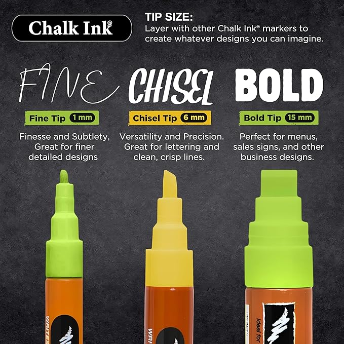 Chalk Ink Chisel Tip Wet Wipe Chalk Markers (6mm, Classic, 4 Pack)