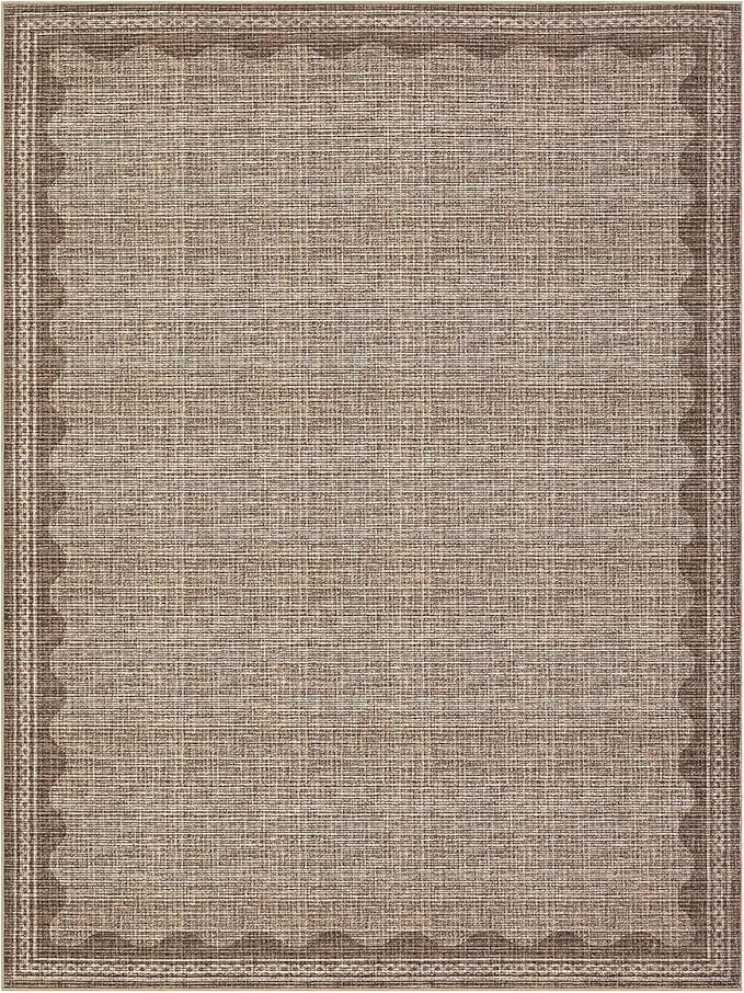 Scalloped Washable Rug 8x10 Area Rugs for Living Room, Solid Coffee Rug for Bedroom Girls, Non Slip Scalloped Throw Rugs with Rubber Back, Soft Dorm Nursery 8x10 Carpet for Dining Room
