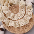 Beige Ruffle Lace Trim 1.77''x3yds Gathered Elastic Lace Ribbon for Sewing Crafts, Apparel Home Decor