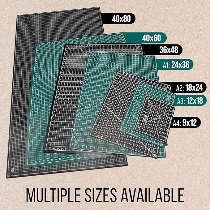 U.S. Art Supply 18" x 24" Self-Healing Cutting Mat 5-Ply - Double-Sided Green/Black Craft Mat, Non-Slip Cutting Mats for Crafts, Sewing, Quilting, Scrapbooking