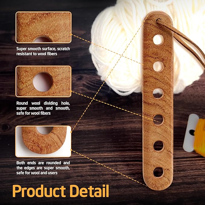 Savina Wooden Yarn Divider - Knitting Yarn Organizer, Yarn Splitter, Crochet Yarn Tender, Knitting On The Go - Makes Knitting & Crocheting with Multiple Colors Much Easier