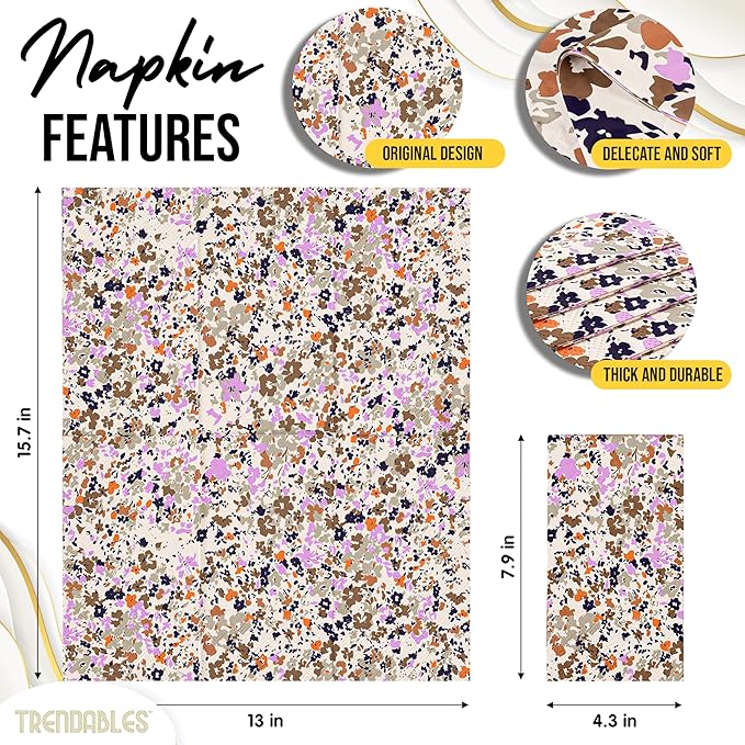 Trendables Floral Napkins for decoupage 100 Pcs 3 Ply floral paper napkins decorative Guest Towels Disposable Bathroom, Flower Design For Tea Party Decorations, Dinners & Weddings