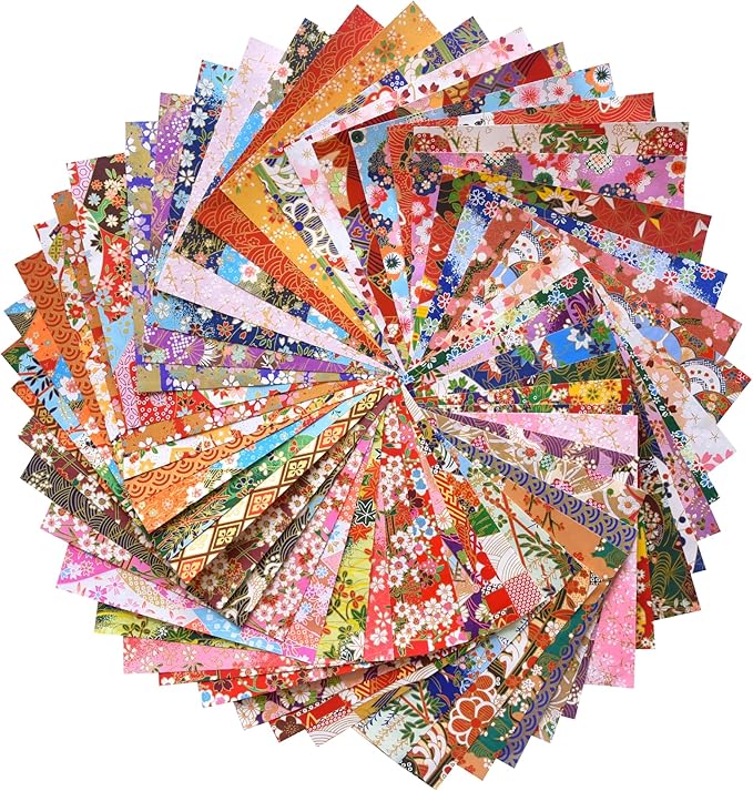 50 Origami Paper Yuzen Washi Paper Different Patterns Japanese Print 3x3 inches for Wedding Decor Japanese Designs, Mixed Patterns for Origami, Scrapbooking, DIY Gifts Origamipolly