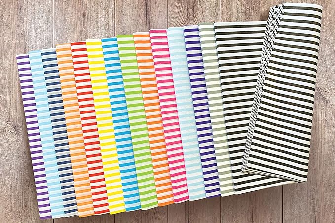 Flexicore Packaging Red Pin Stripe Print Gift Wrap Tissue Paper Size: 15 Inch X 20 Inch | Count: 100 Sheets | Color: Red Pin Stripe