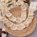 Beige Ruffle Lace Trim 1.6''x3yds Gathered Elastic Lace Ribbon for Sewing Crafts, Apparel Home Decor