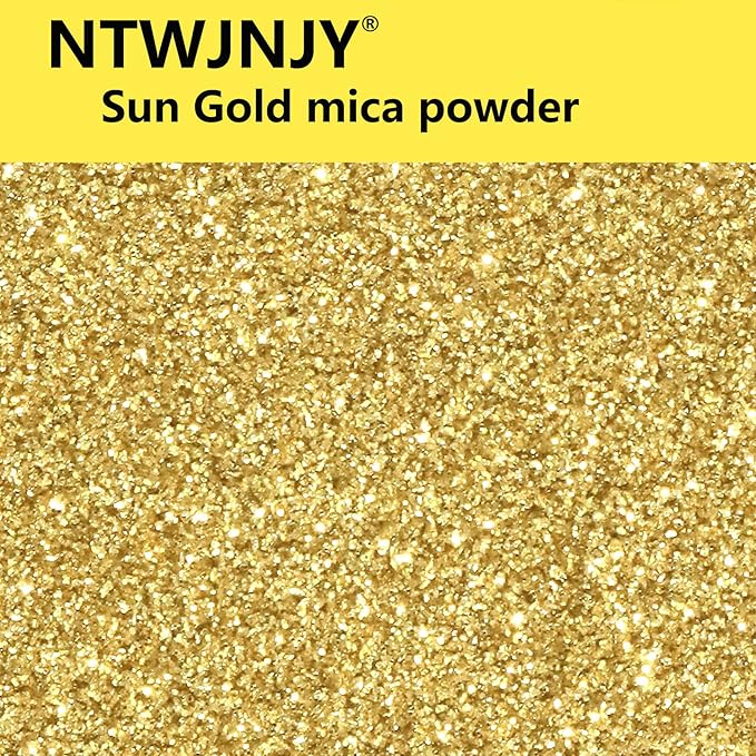 Sun Gold Mica Powder, Natural Shimmer Mica Powder for Epoxy Resin/Candle/Soap/Lip Gloss/Slime/Bath Bombs/Quicksand.Car Paint pigments.Candle Dye,Soap Making Dye,Resin dye.(50g/1.7oz)