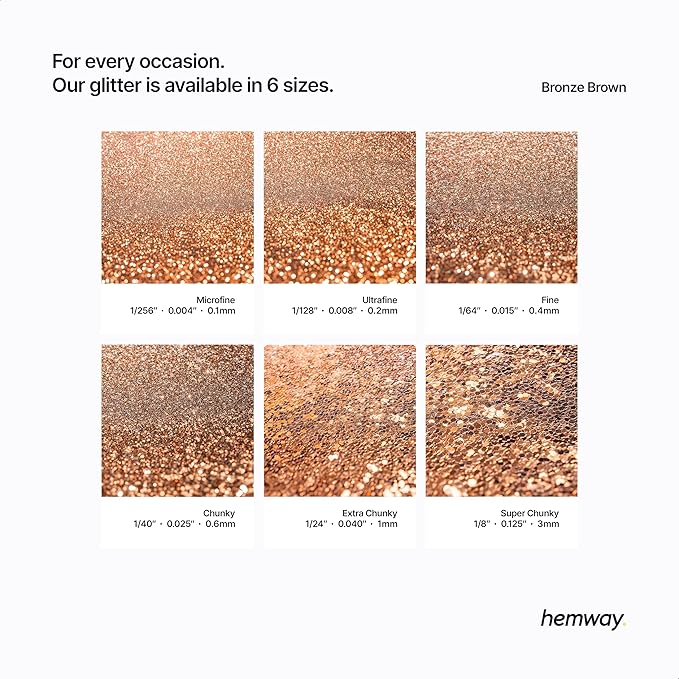Hemway Polyurethane & Epoxy Resin Glitter 100g / 3.5oz Metallic Crystal Flake Additive for Flooring Jewelry Tumblers Glass Pigment - Chunky (1/40" 0.025" 0.6mm) - Bronze Brown
