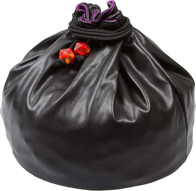 Forged Dice Co. Pouch of The Endless Hoard Dice Bag - Holds Over 1,000 Polyhedral Dice - Dice Storage Bag with 7 Pockets - Perfect for Bulk Dice - Black/Red