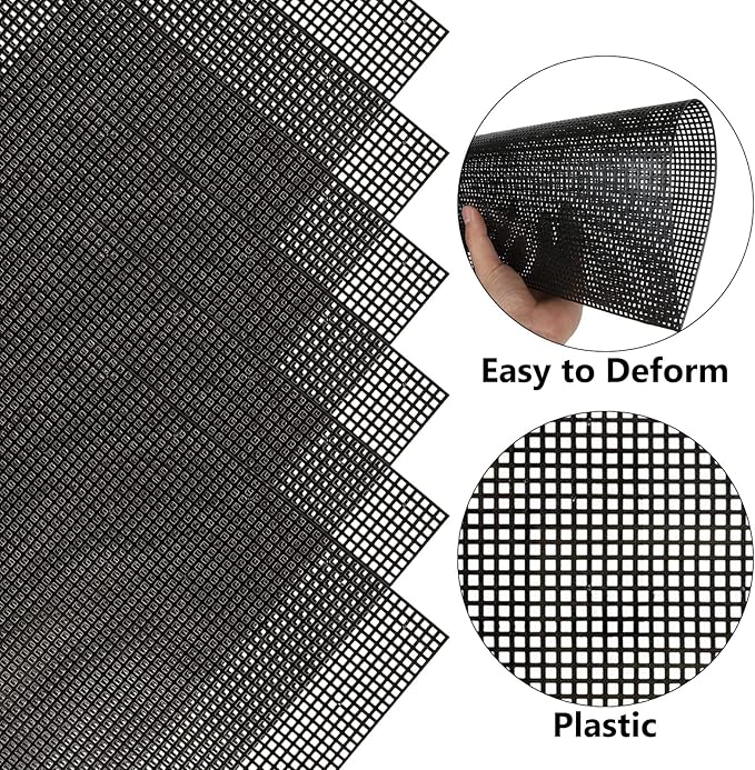 12PCS Plastic Mesh Canvas Sheets, 20x13 Inch Plastic Mesh Sheets for Crafts, Black Plastic Canvas and Embroidery Tools for Embroidery Crafting Knit