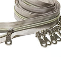 Leekayer #5 Light Gold Teeth Metallic Nylon Coil Zippers by The Yard Bulk 10 Yards Beige Tape with 25pcs Gold Sliders for DIY Sewing Tailor Craft Bag(Beige)