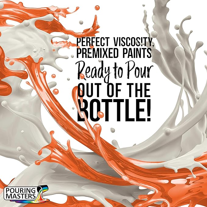 POURING MASTERS Citrus Orange Acrylic Ready to Pour Pouring Paint - Premium 32-Ounce Pre-Mixed Water-Based - for Canvas, Wood, Paper, Crafts, Tile, Rocks and More