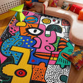 Abstract Rug 5x7-3x4 Rug - Abstract Rug - Colorful Pop Art Area Rug - Modern Geometric Graffiti Rugs - Multicolor Artistic Carpet - Home Decor