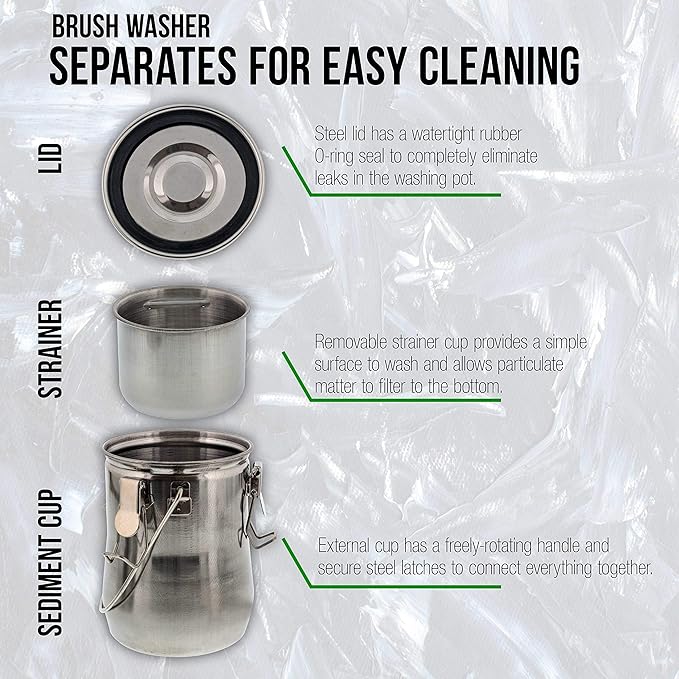 US Art Supply Large Stainless Steel Leak-Proof Premium Brush Washer