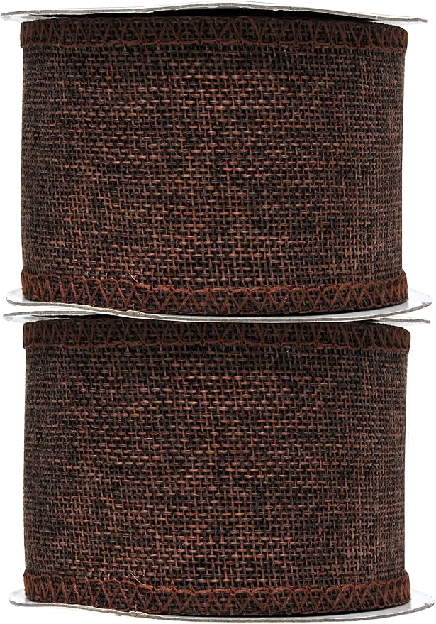 Mandala Crafts Brown Burlap Ribbon 2.5 Inches Wide Jute Ribbons for Crafts - 20 Yds Roll Rustic Burlap Wrap Trim Ribbons for Wreaths Bows Wedding Party Decoration