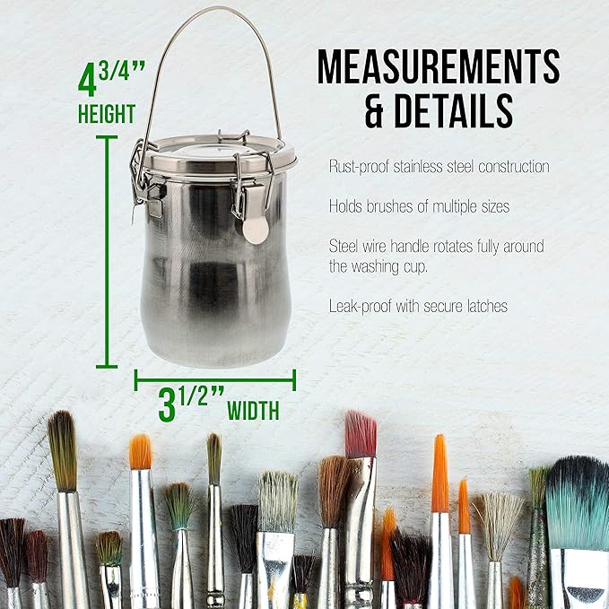 US Art Supply Large Stainless Steel Leak-Proof Premium Brush Washer