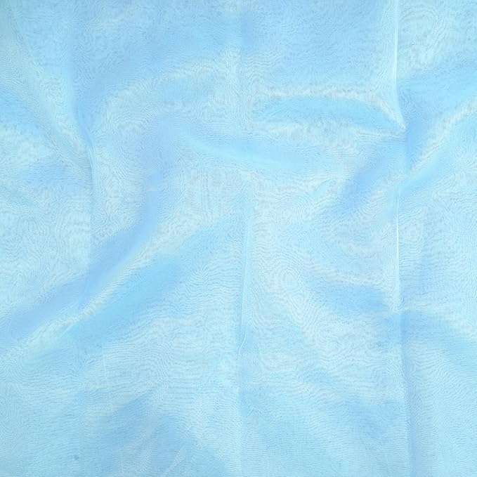 Organza Fabric 5 Yard Bridal Solid Sheer Organza Fabric Bolt for Wedding Dress, Fashion, Crafts, Decorations Silky Shiny Organza 44" - (5 Yard, Sky Blue)