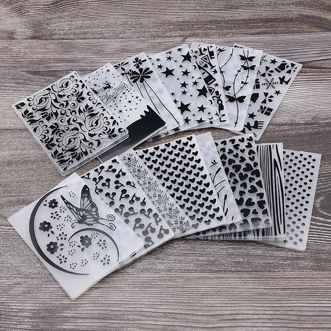Create idea 15PCS Embossing Folders Plastic Templates Craft Card Christmas Stencils for Making Paper Cards Photo Album Wedding Decoration Scrapbooking