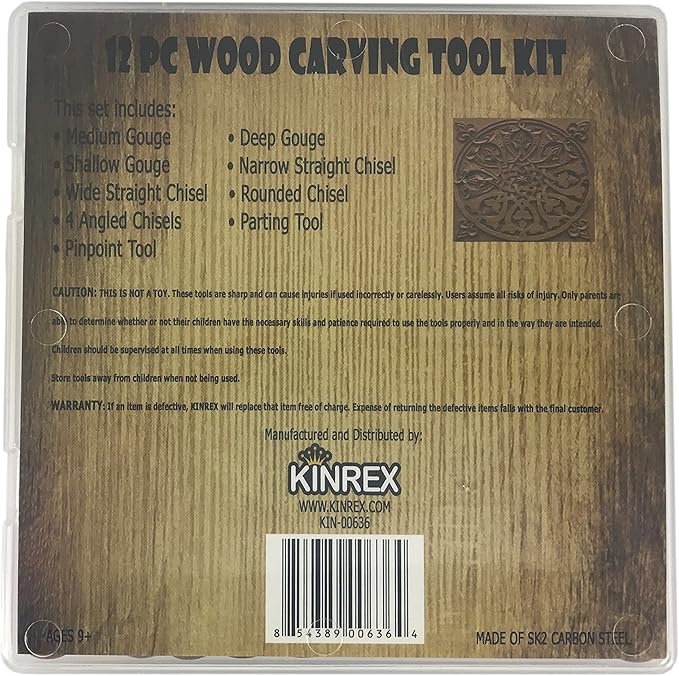 Premium Wood Carving Tools Kit - Durable High Carbon Stainless Steel Power Grip Carving Tool for Kids and Adults - Sculpting Knives for Carving Wood, Pumpkin & Soap - 12 Pieces