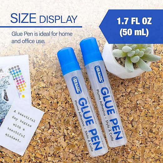BAZIC Washable Glue Pen 1.7 Oz. (50 mL), Liquid Clear Glues Bond Adhesive for Art Crafts Project at School Home Office (2/Pack), 72-Packs