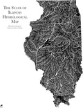 Muir Way Hydrological River Map of Illinois - Watershed Topographic Wall Art for Home, Office, or Travel Decor - Unframed Flat Paper Print, 24x30