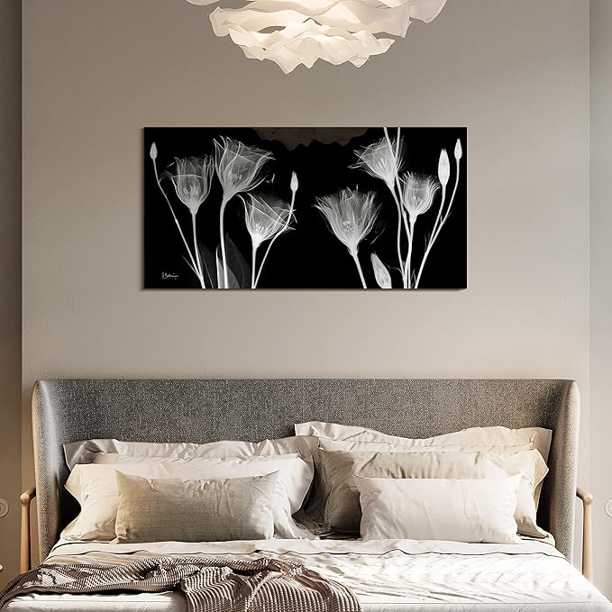 Empire Art Direct Frameless Free Floating Tempered Glass Panel Graphic Flower Wall Art Ready to Hang, 24" x 48", Gentian X-ray