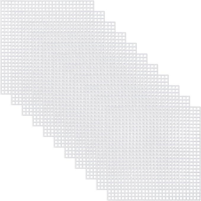 Pllieay 30 Pieces 6 Count Plastic Mesh Canvas Sheets for Embroidery, Acrylic Yarn Crafting, Knit and Crochet Projects (4.1 X 4.1 Inch)