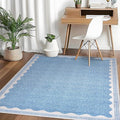Scalloped Rug 4x6 Rugs for Entryway, Small Area Rugs Solid Blue Rug for Bedroom Girls, 4x6 Washable Rugs for Living Room, Non Slip Scalloped Bath Mat, Soft Dorm Nursery Carpet for Bedside