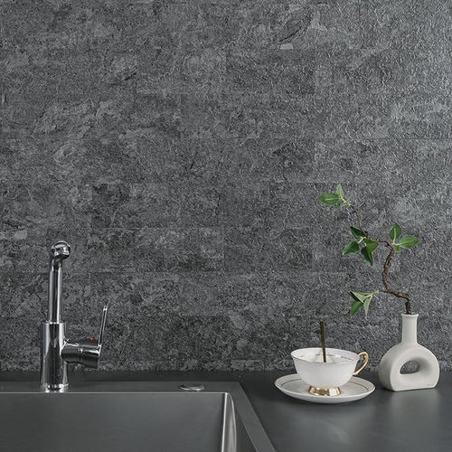 100 Pieces Peel and Stick Backsplash for Kitchen, 3" x 6" PVC Subway Tile 2026 Upgraded Gray Concrete Stone Backsplash Stick on Tile Elevate Kitchen Fireplace RV