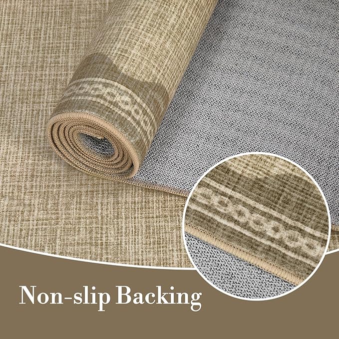 Scalloped Washable Rug 8x10 Area Rugs for Living Room, Solid Jute Rug for Bedroom Girls, Non Slip Scalloped Throw Rugs with Rubber Back, Soft Dorm Nursery 8x10 Carpet for Dining Room