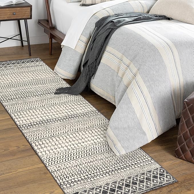 Moroccan Washable Runner Rug, 2x6 Ultra Soft Non-Slip Vintage Boho Hallway Kitchen Runner Rug Floor Carpet for Bedroom Bathroom Laundry Living Room