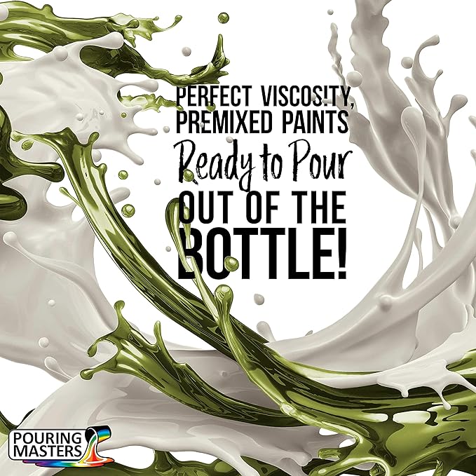 POURING MASTERS Olive Green Acrylic Ready to Pour Pouring Paint - Premium 8-Ounce Pre-Mixed Water-Based - for Canvas, Wood, Paper, Crafts, Tile, Rocks and More