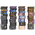 36 Rolls Galaxy Washi Tape Pack Stars Arts Adhesive Tapes Gold Silver Foil Decorative Masking Tape Sets for Craft, Kids, Scrapbook, DIY, Gift Wrapping (Constellation 36 Rolls)