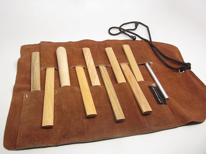 UJ Ramelson Agate Bezel Burnisher for Stone Setting, Jewelry Making, Metal Clay Burnishing and Polishing, Gold and Silver Leaf, Bookbinding Tools, Set of 10, Includes Leather Tool Roll