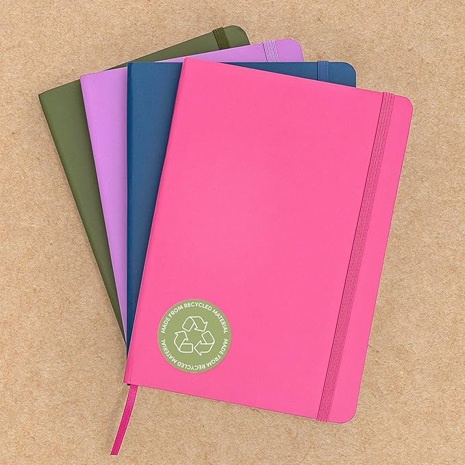 PAPERAGE Recycled Lined Journal Notebook, (Olive), 160 Pages, Medium 5.6 in x 8 in - 100 GSM Thick Paper – College Ruled, Hardcover Journaling Notebook for Work, School & Note Taking